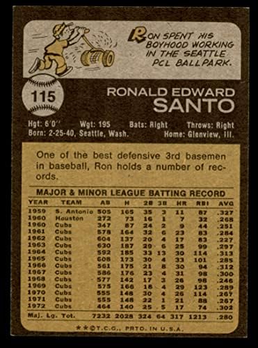 1973. Topps 115 Ron Santo Chicago Cubs Ex/Mt Cubs