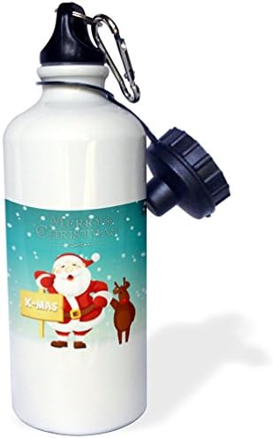 3Drose Sretan Božić Djed Mraz i Rudolph pozdrav boca s vodom, 21oz, 21 oz, višebojan