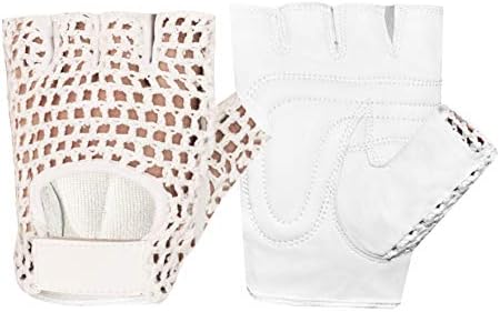 Mrežaste kožne rukavice s podstavom za dizanje utega fitness biciklizam teretana Sportovi u meniju-velika bijela