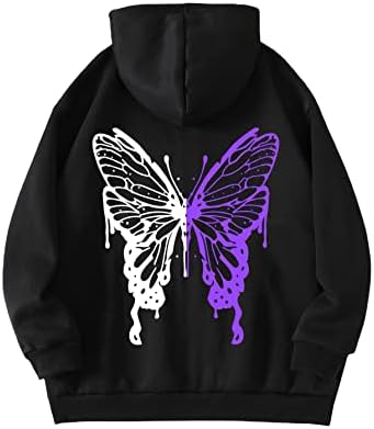WDIRARA WOMANS Plus Size Zip Up Graphic Butterfly Print Termal Hoodie Jacke s džepom