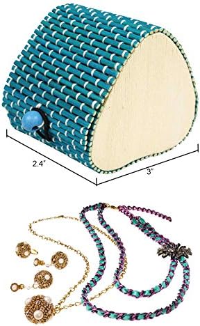 Javoedge plava zaobljena kutija za putni nakit od malog bambusa