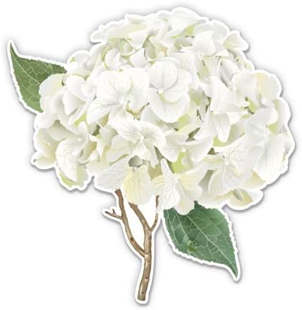 Cvijet bijele hortenzije - 8 vinilna naljepnica - za automobilski laptop i -pad - vodootporna naljepnica