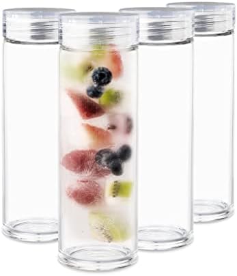 Boce od staklene vode - 4 pakiranje širokih boca za sok od usta s prozirnim poklopcima za sok, smoothieje, voćnu vodu, čajeve,