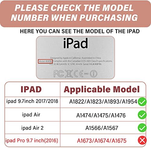 Deokke kompatibilan s iPadom 6./5. generacije slučaja iPad Air 2/Air 1, slučaj, iPad 9,7 inča kućište s 2pcs zaštitnikom