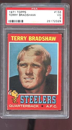 1971. Topps 156 Terry Bradshaw Rookie RC PSA 3 Ocjenjiva nogometna karta NFL Steelers - Nepotpisane nogometne kartice