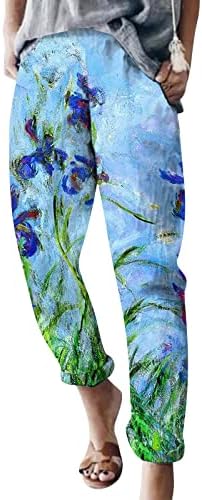 Forwelly cvjetni print Capri hlače za žene tinejdžerice elastični struk casum harem hlače labave fit boho joga pantalone