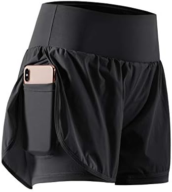 Ženske trenažne kratke hlače od 2 u 1 za sport u teretani kratke hlače za trčanje s džepovima za telefon