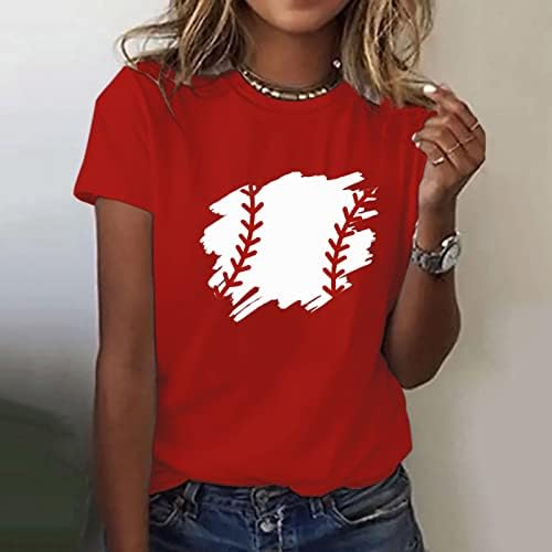 Ženska bejzbol tiskana majica majica za vrat posada ležerna bluza s kratkim rukavima sportovi labavi fit majica majica tinejdžerke