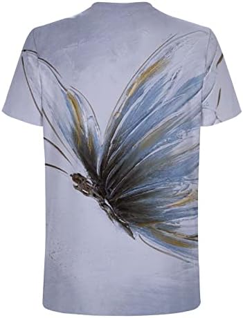 Ženske bluze za posade casual vrhovi majice kratki rukavi leptir print jeseni ljetni bluze odjeća trendi xw