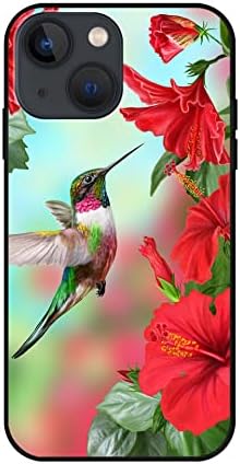 NHNXHWIA Kompatibilna s kućištem iPhone 14, Hummingbird crveni hibiskus cvjetni uzorak dizajna telefona za žene djevojčice,