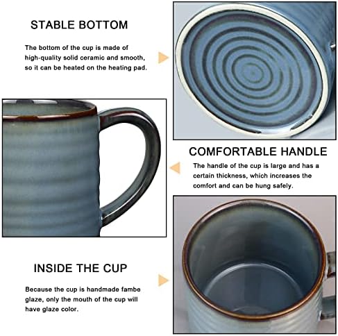 Velika keramička šalica za kavu od 18 unci, velika ručno izrađena keramička šalica za čaj za ured i dom, velika ručka jednostavna