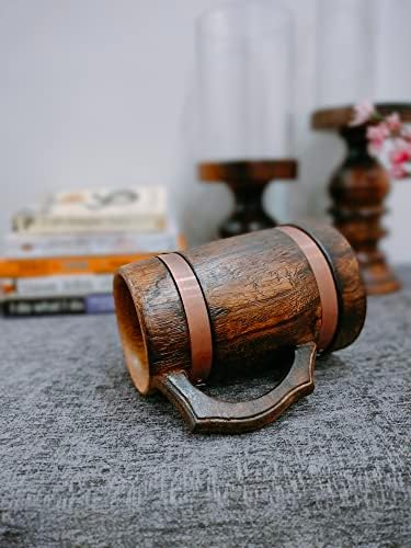 CollectiblesBuy Srednjovjekovna ručno izrađena drvena pivska šalica antička smeđa ekološka pivska tankarda kava čaj za piće