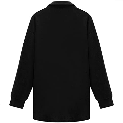 Žene brušene karirane jakne za jaknu ležerno plus veličine vune gumb za mješavinu košulje s džepovima