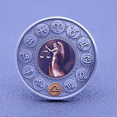 Kripto valuta omiljena kovanica komemorativna kovanica dvanaest zviježđa Vaga u boji sunce sretni novčić Želi koin kolekcionarski