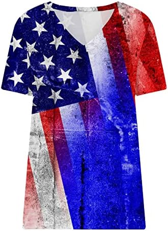 Majice za žene, ženske domoljubne majice 4. srpnja, majica s američkom zastavom, ljetne bluze s izrezom u obliku slova u