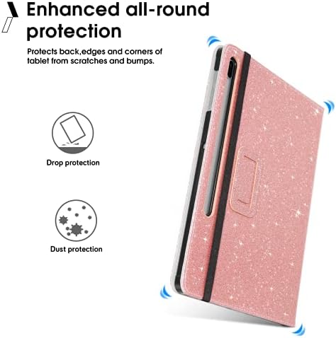 Slučaj Bentoben za Samsung Galaxy Tab S7 Fe/S8 plus slučaj, Glitter folio stalak Smart Auto Wake/Slew s zaštitnim poklopcem