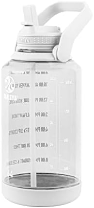 Motivacijska boca za vodu vrhunske kvalitete sa slamnatim poklopcem i vremenom za piće, plastika bez BPA 64 oz oblačno bijela