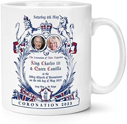 Vintage pozivnica Kralj Charles III i Camilla Coronation 10oz Cup Cup King's Coronation Comemorativni suvenir Poklon 6. svibnja
