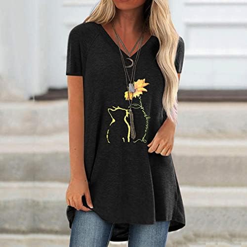 Majica bluze za ljetnu jesen za žensku odjeću kratki rukav v vrat pamuk grafički salon majica hv hv hv