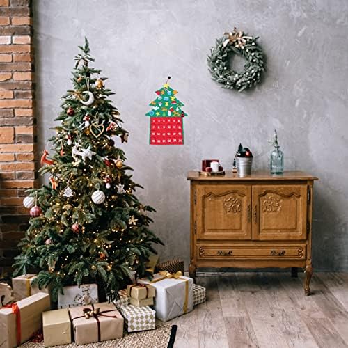 Božićno drvce od filca s odbrojavanjem: Adventski kalendarski obrti viseći ukrasi božićno drvce zidni ukras 96.550 cm središnji