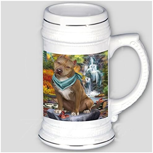 Doggie of the Day Scenic Waterfall Pit Bull Dog Beer Stein BST483788
