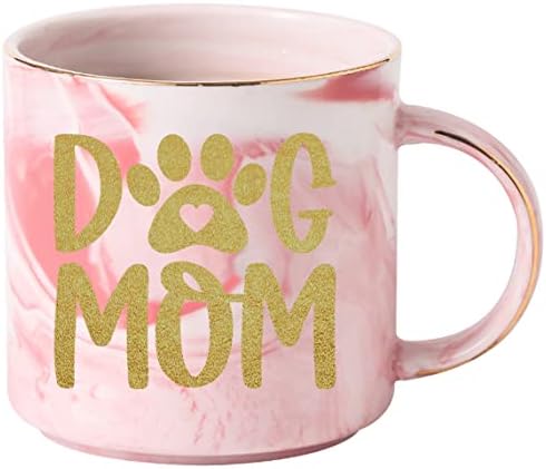 Wanpcaiy mama mama, poklon ljubitelja pasa za žene, smiješna ružičasta keramička mramorna kava šalica 12,8 oz