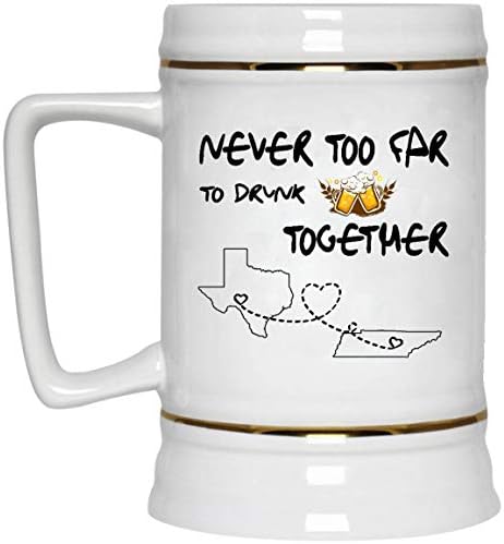 Pokloni ideje za očev dan šalica piva Texas Tennessee nikad predaleko da bi zajedno pili pivo vino - Veze na daljinu šalica