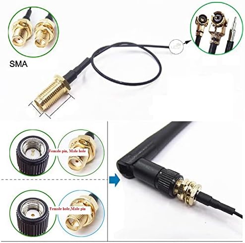 Othmro 2PCS IPEX to SMA vanjsko navoj 11 mm 4 mm 4pins desnog kuta pigtail kabel koaksijalni RF1.13 kabel, RF koaksijalni