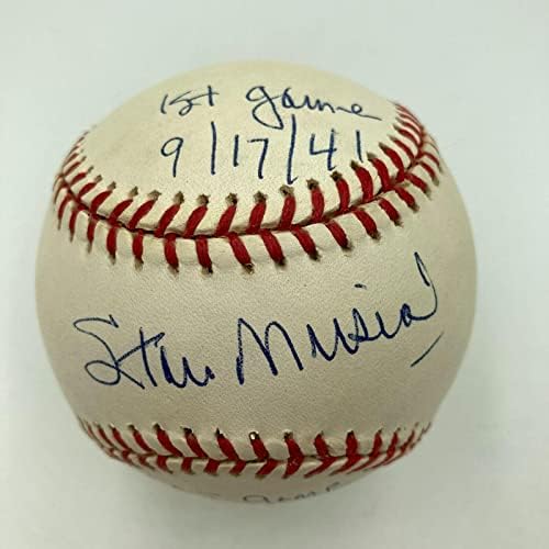 Stan Musial 1. igra 9-17-17-1941 i posljednja utakmica 9-29-1963 Potpisani bejzbol PSA DNK-Autografirani bejzbols