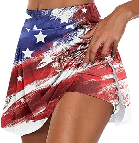 4. srpnja SAD zastave suknje s kratkim hlačama za žene s visokim strukom protočne naborani golf Skorts 2 u 1 trening culottes