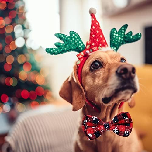 Božićni ovratnik s pramčanim kravatama, praznični pas Buffalo ovratnik snježne pahuljice za male srednje velike pseće kućne