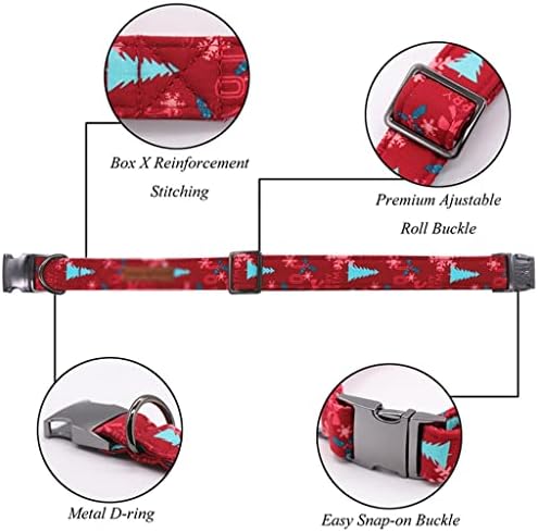 DHTDVD 1 Set božićni pseći ovratnik Crveno božićno drvce pamučna tkanina za pse i podesiv na luk