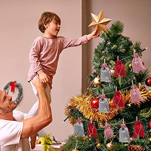 Božićni vijenac 1 set. Božićni Adventski kalendar Odbrojavanje poklon vrećice od slatkiša vrećice od konopa za božićnu zabavu