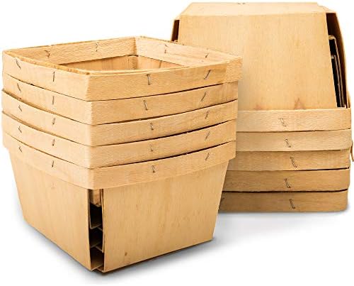 Drvene poklon košare od jedne litre; za sakupljanje voća ili umjetnina i obrta; četvrtaste drvene kutije s ventilacijom promjera