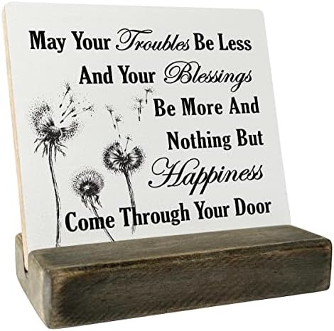 Kršćanski citirajte Wood Sign, neka vaše nevolje budu manje, a blagoslov više i ništa osim sreće proći kroz vaša vrata, ploča