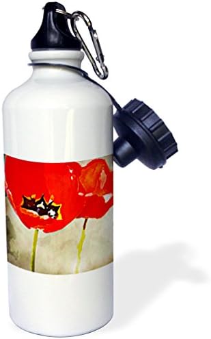 3Drose obojene crvenim makovima cvjetovi cvjetni print sportska boca vode, 21 oz, bijela