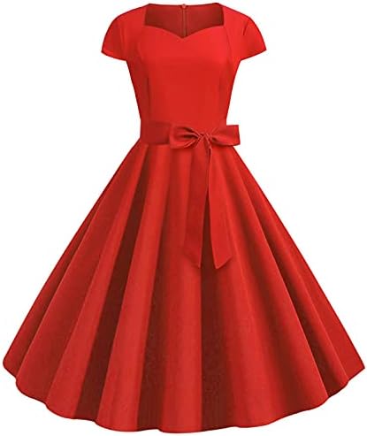 FQZWONG Ženske koktel haljine s remenom kratki rukav ljuljajući maturalna haljina Večernja svečana haljina Homecoming 40s